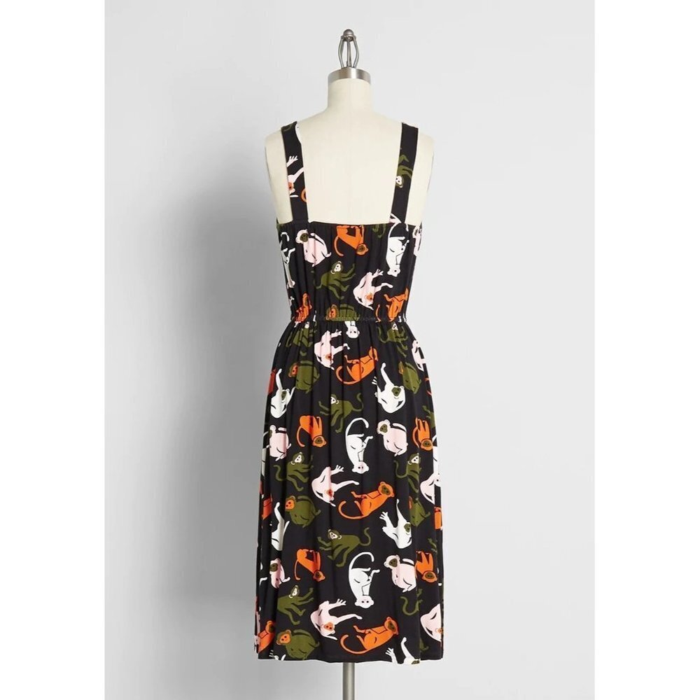 NWT ModCloth Black Midi Monkey Dress S - Picture 3 of 9